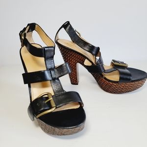 Nine West Black Platform Buckle Sandal